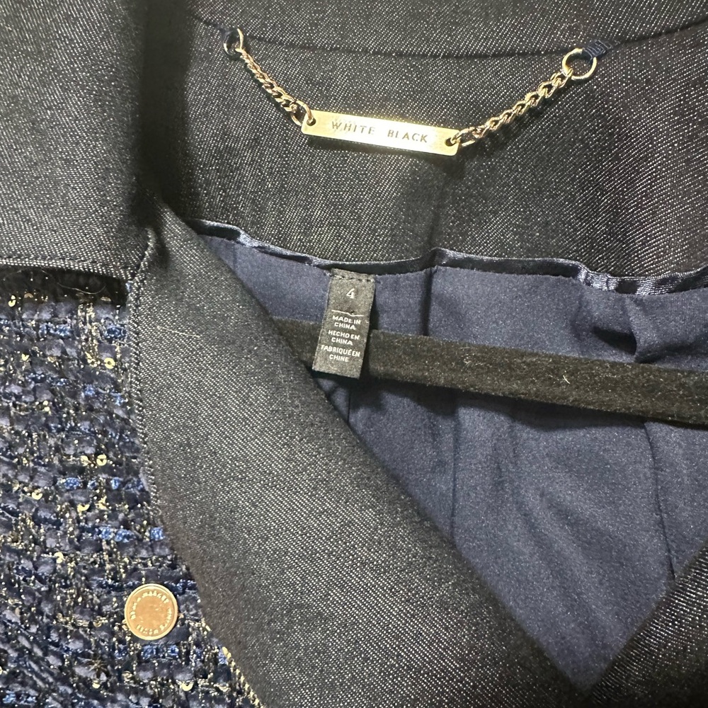 White House Black Market Blue Shimmer Tweed Moto Jacket 4 - Picture 2 of 13